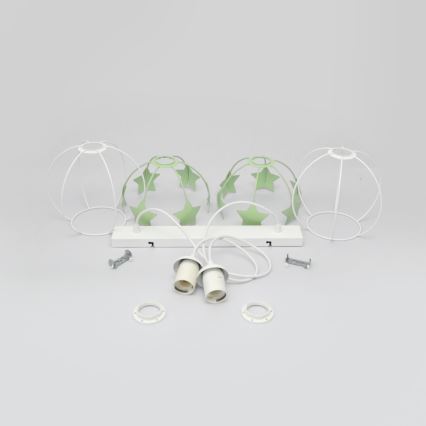Children's chandelier on a string STARS 2xE27/15W/230V green/white