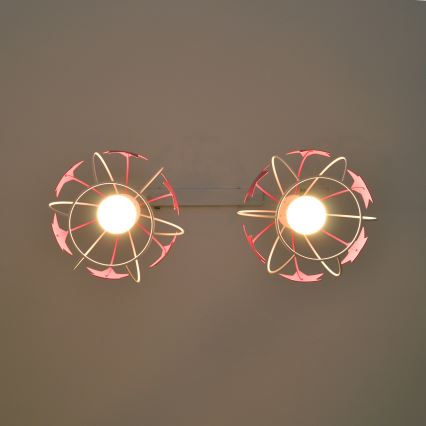 Children's chandelier on a string STARS 2xE27/15W/230V pink/white