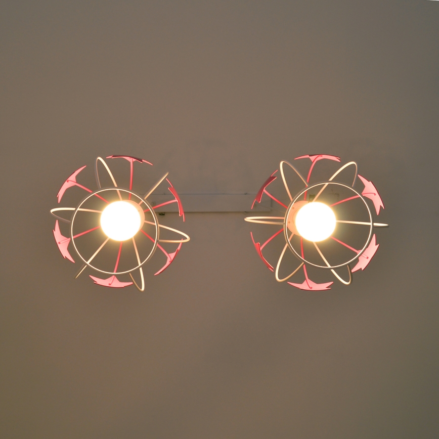 Children's chandelier on a string STARS 2xE27/15W/230V pink/white