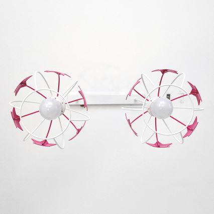 Children's chandelier on a string STARS 2xE27/15W/230V pink/white