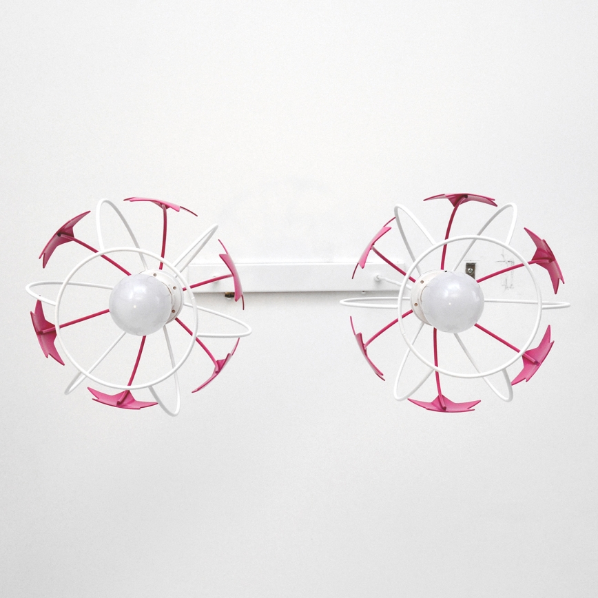 Children's chandelier on a string STARS 2xE27/15W/230V pink/white
