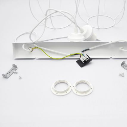 Children's chandelier on a string STARS 2xE27/15W/230V pink/white