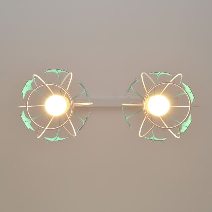 Children's chandelier on a string STARS 2xE27/15W/230V turquoise/white
