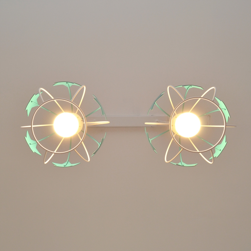 Children's chandelier on a string STARS 2xE27/15W/230V turquoise/white