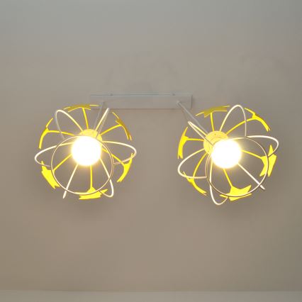 Children's chandelier on a string STARS 2xE27/15W/230V yellow/white