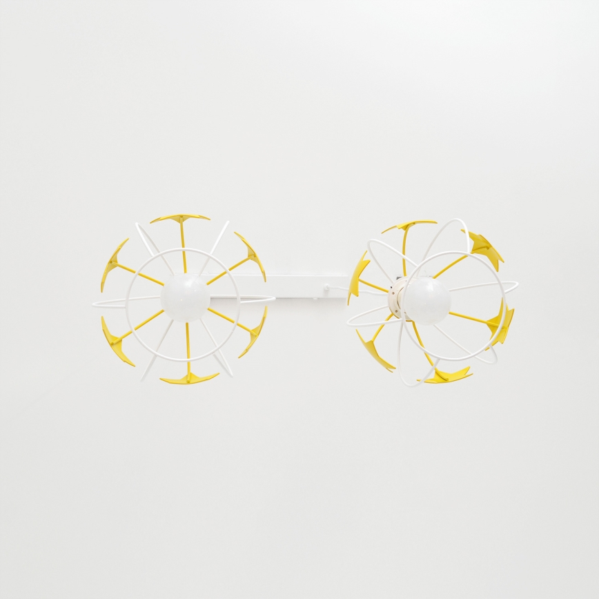 Children's chandelier on a string STARS 2xE27/15W/230V yellow/white