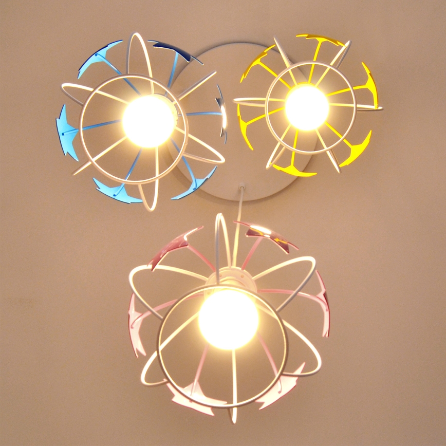 Children's chandelier on a string STARS 3xE27/15W/230V blue/pink/yellow