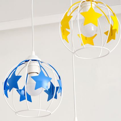 Children's chandelier on a string STARS 3xE27/15W/230V blue/pink/yellow