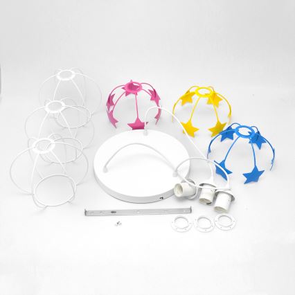 Children's chandelier on a string STARS 3xE27/15W/230V blue/pink/yellow