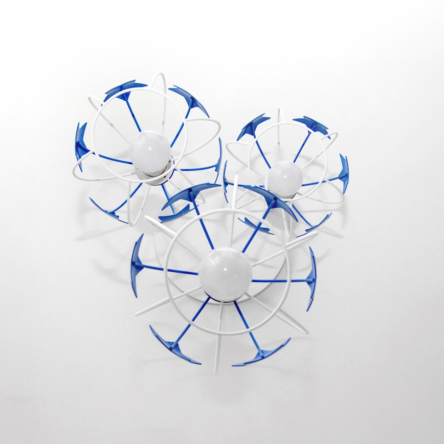 Children's chandelier on a string STARS 3xE27/15W/230V blue/white