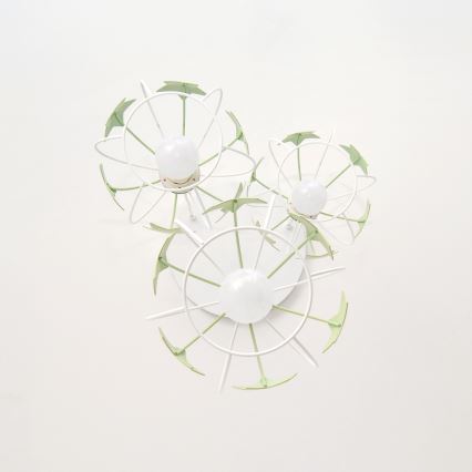 Children's chandelier on a string STARS 3xE27/15W/230V green/white