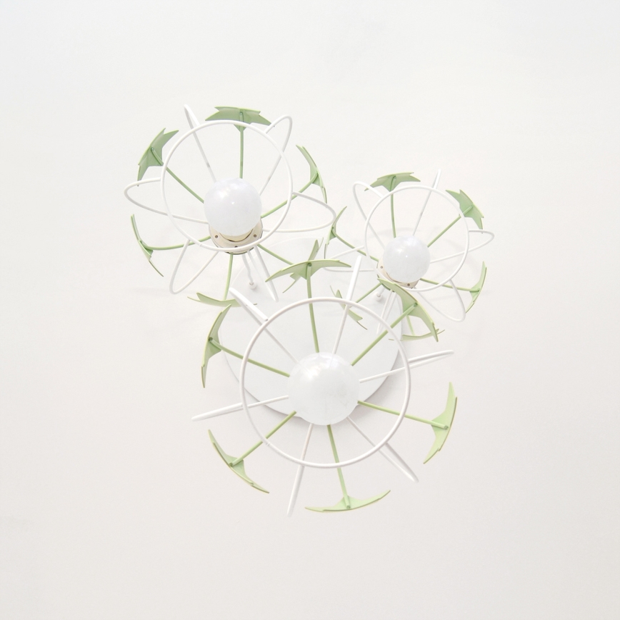 Children's chandelier on a string STARS 3xE27/15W/230V green/white