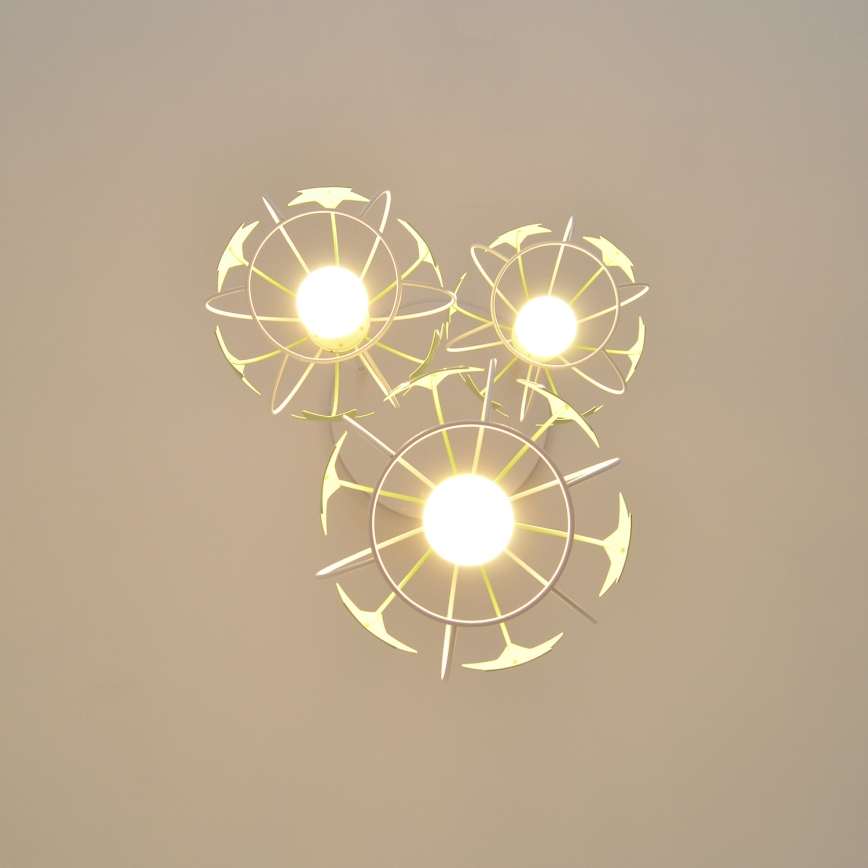 Children's chandelier on a string STARS 3xE27/15W/230V green/white