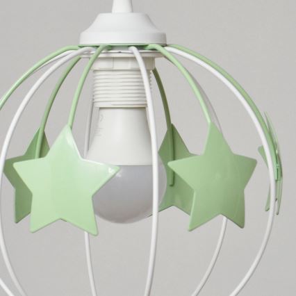 Children's chandelier on a string STARS 3xE27/15W/230V green/white
