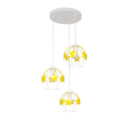 Children's chandelier on a string STARS 3xE27/15W/230V yellow/white