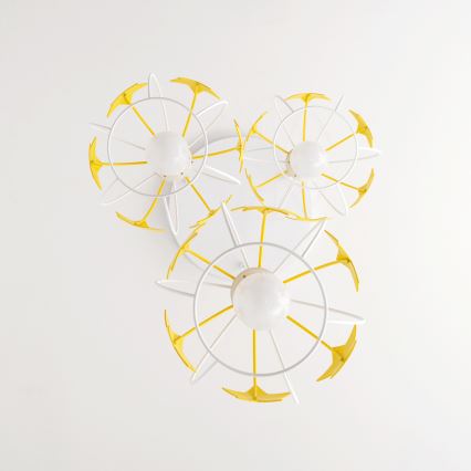 Children's chandelier on a string STARS 3xE27/15W/230V yellow/white