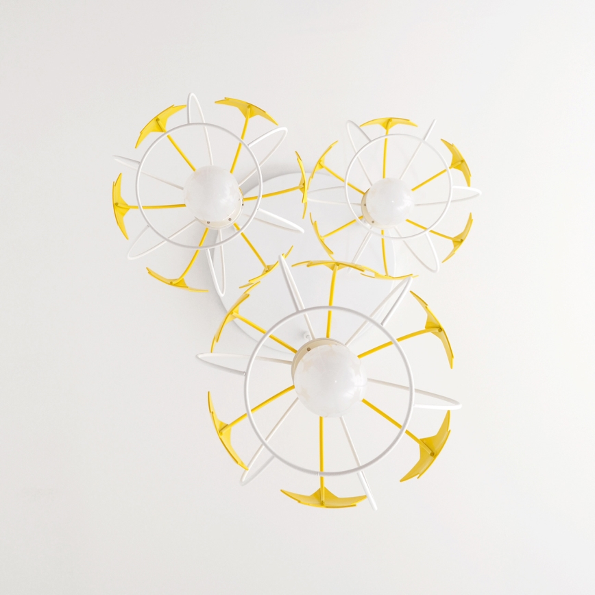 Children's chandelier on a string STARS 3xE27/15W/230V yellow/white