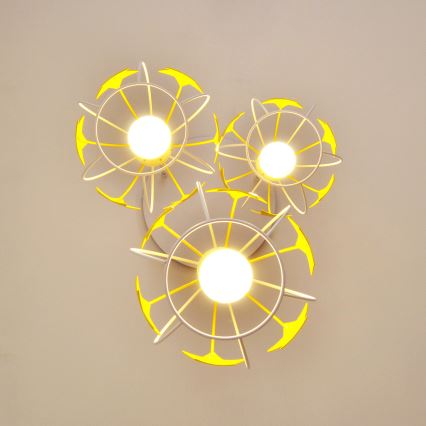 Children's chandelier on a string STARS 3xE27/15W/230V yellow/white