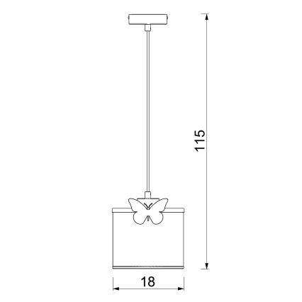 Children's chandelier on a string SWEET 1xE27/15W/230V white/butterfly