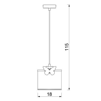Children's chandelier on a string SWEET 1xE27/15W/230V white/pink/butterfly