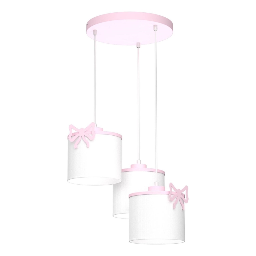 Children's chandelier on a string SWEET 3xE27/15W/230V white/pink/butterfly