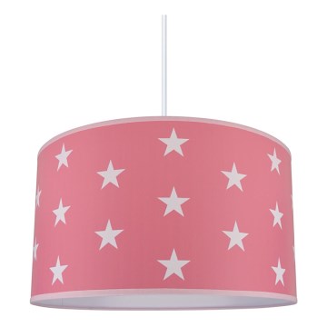 Children's chandelier STARS PINK 1xE27/60W/230V