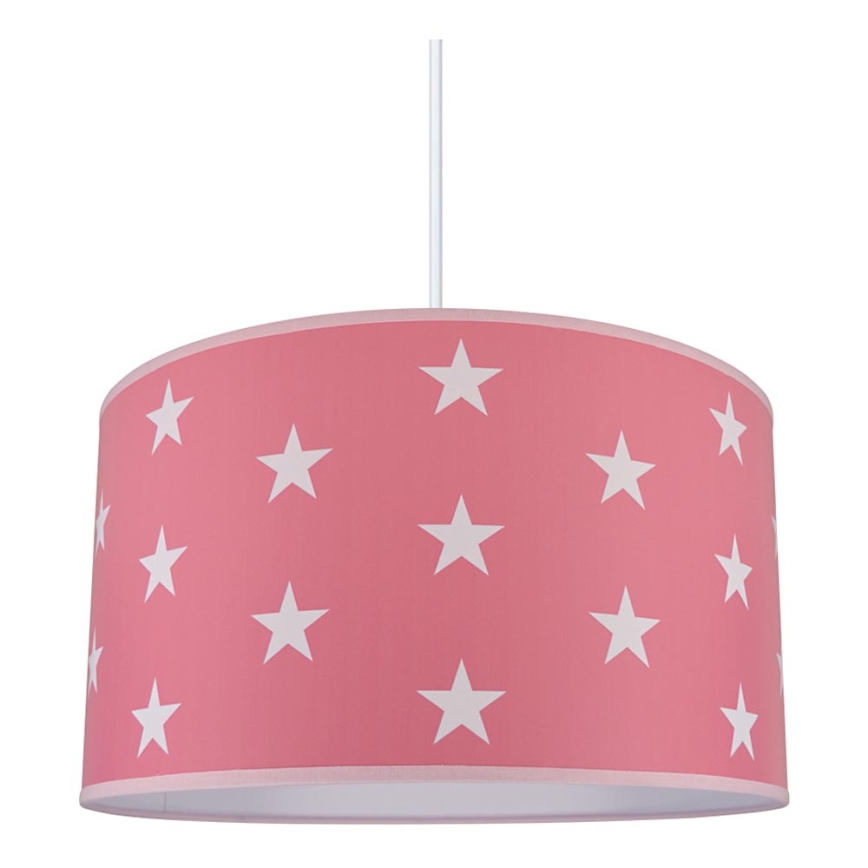Children's chandelier STARS PINK 1xE27/60W/230V