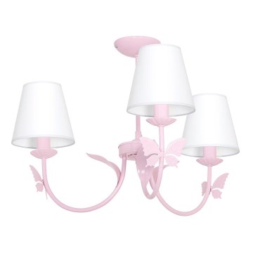 Children's light BUTTERFLY 3xE14/60W pink