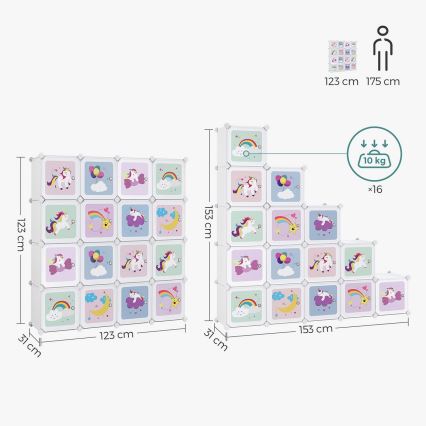 Children's modular cabinet with storage boxes ANET colorful