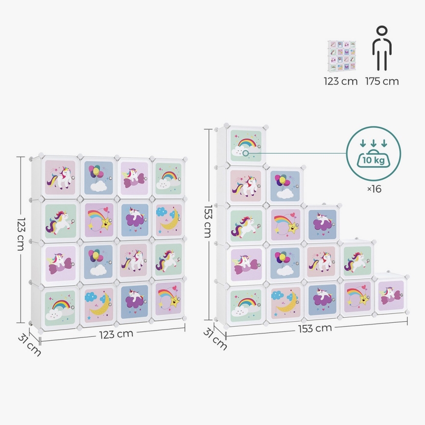Children's modular cabinet with storage boxes ANET colorful