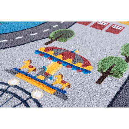 Children's non-slip rug ARES STREETS 160 cm grey/city