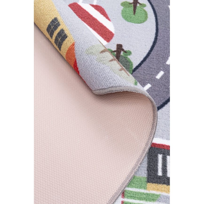 Children's non-slip rug ARES STREETS 160 cm grey/city