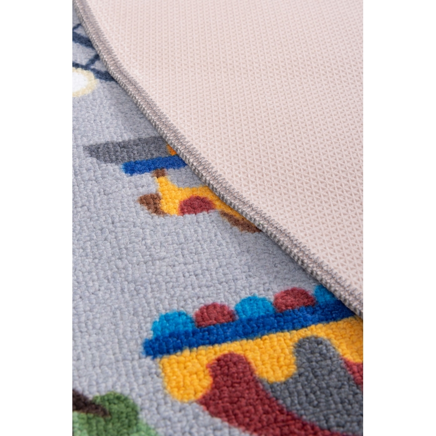 Children's non-slip rug ARES STREETS 160 cm grey/city