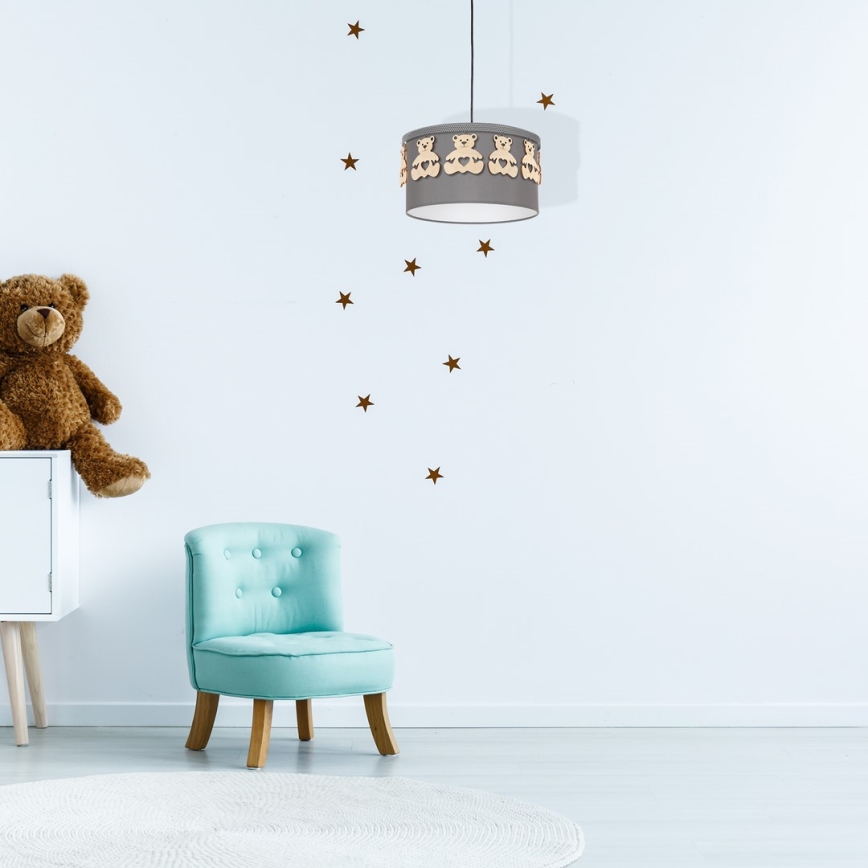 Children's pendant chandelier on a string BEAR 1xE27/60W/230V