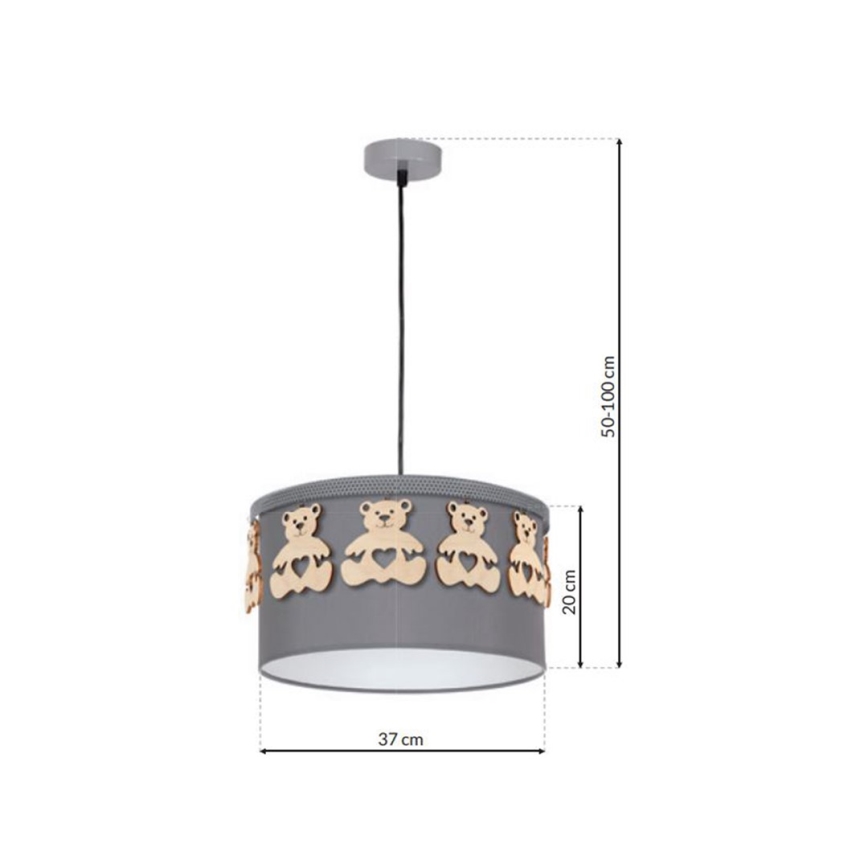 Children's pendant chandelier on a string BEAR 1xE27/60W/230V