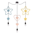 Children's pendant lamp on cable TRIO 3xE27/20W/230V blue/pink/yellow