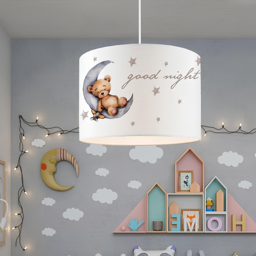 Children's pendant light CANDY 1x E27/40W/230V white/brown