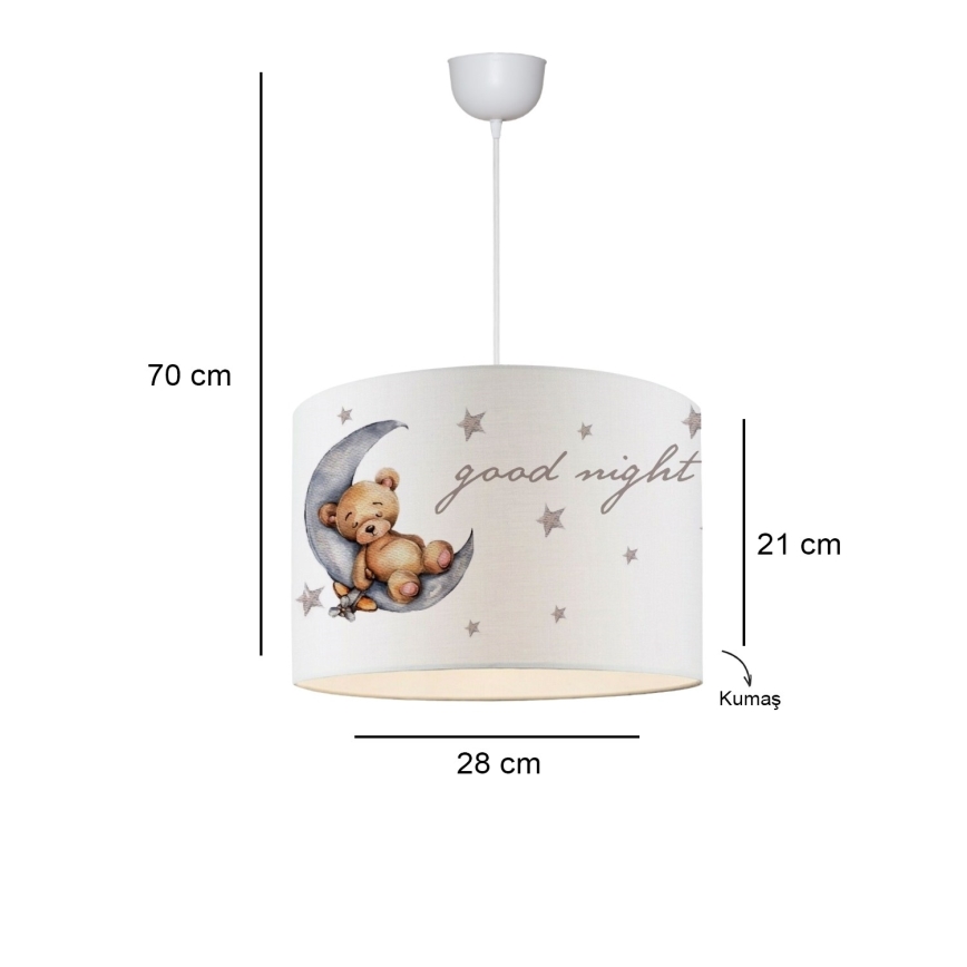 Children's pendant light CANDY 1x E27/40W/230V white/brown
