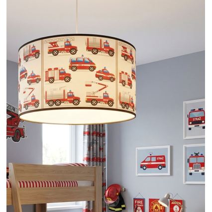 Children's pendant light KIDS ROOM 1xE27/60W/230V Ø 40 cm Firefighters