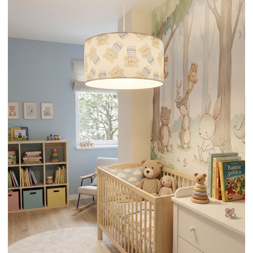 Children's pendant light KIDS ROOM 1xE27/60W/230V Ø 40 cm Teddy Bear