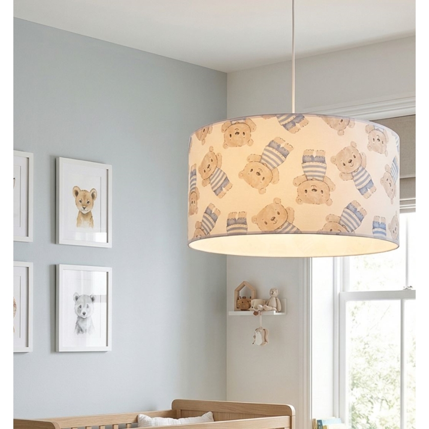 Children's pendant light KIDS ROOM 1xE27/60W/230V Ø 40 cm Teddy Bear