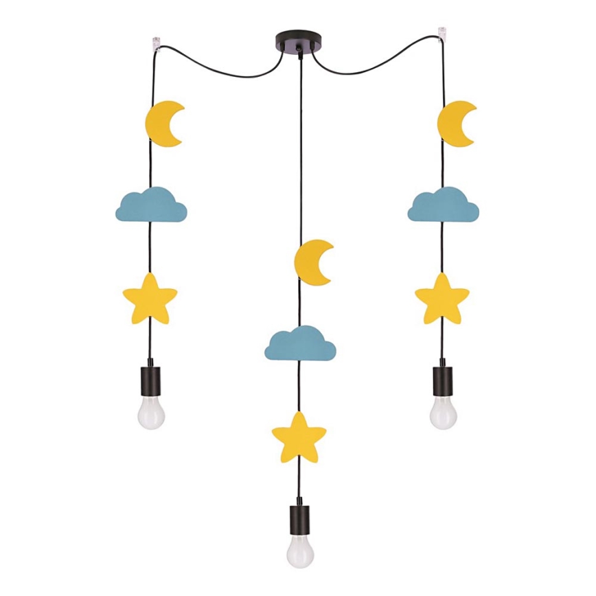 Children's pendant light on a cable TRIO 3xE27/20W/230V yellow/blue