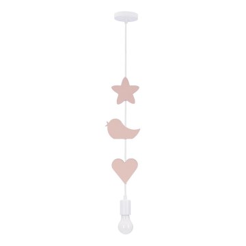 Children's pendant light on cable TRIO 1xE27/20W/230V pink/white