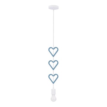 Children's pendant light on cord HETS 1xE27/20W/230V blue/white