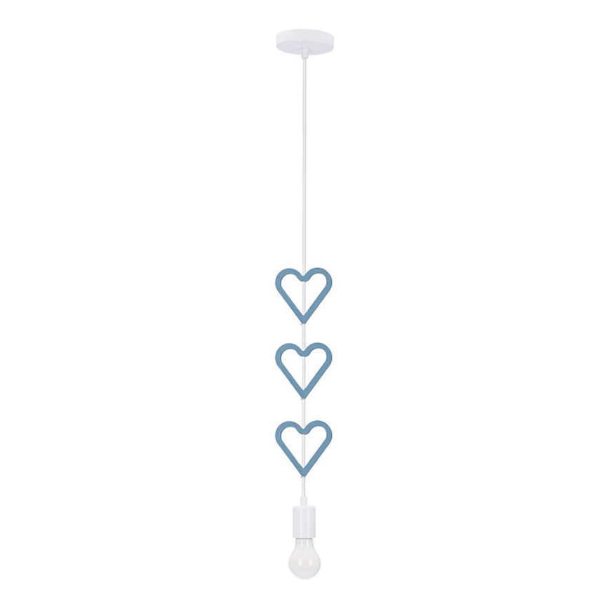 Children's pendant light on cord HETS 1xE27/20W/230V blue/white