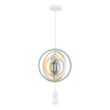 Children's pendant light on cord HOOPS 1xE27/20W/230V Ø 27 cm multicolored