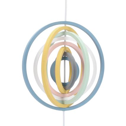 Children's pendant light on cord HOOPS 1xE27/20W/230V Ø 27 cm multicolored