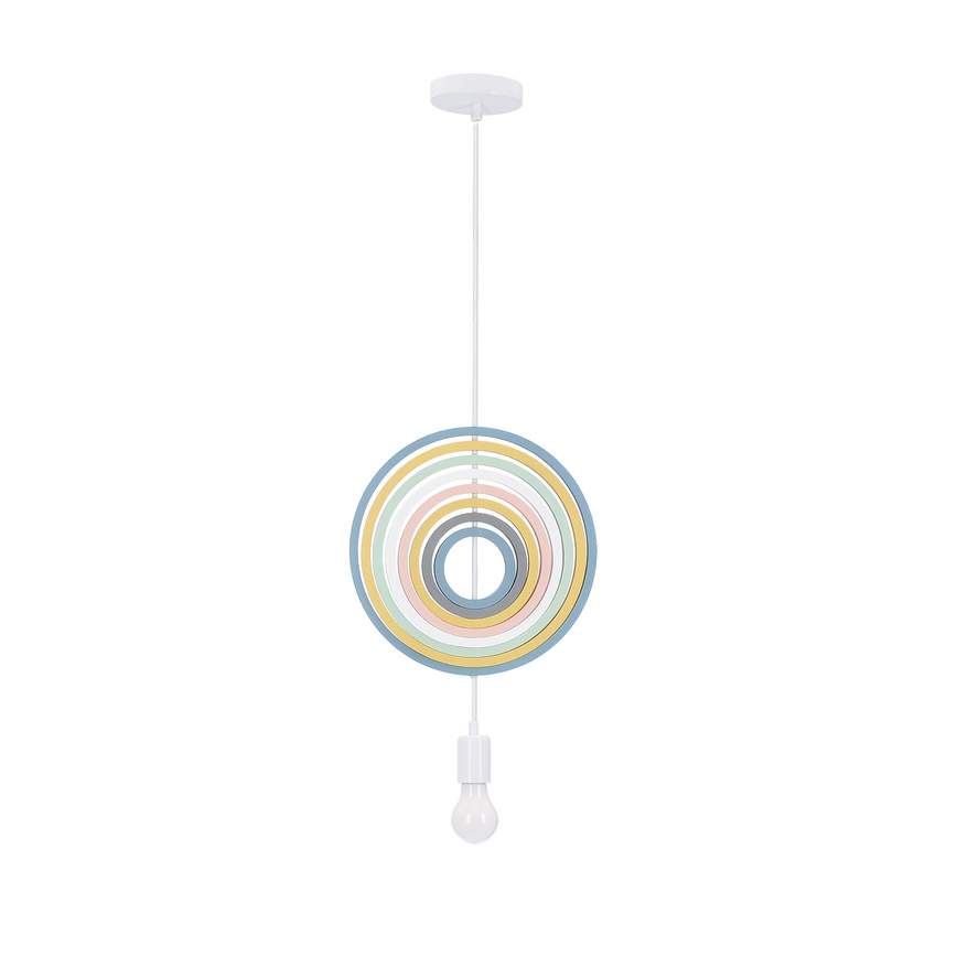 Children's pendant light on cord HOOPS 1xE27/20W/230V Ø 27 cm multicolored