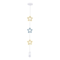 Children's pendant light on cord STARS 1xE27/20W/230V yellow/blue/white