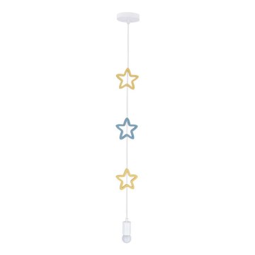 Children's pendant light on cord STARS 1xE27/20W/230V yellow/blue/white
